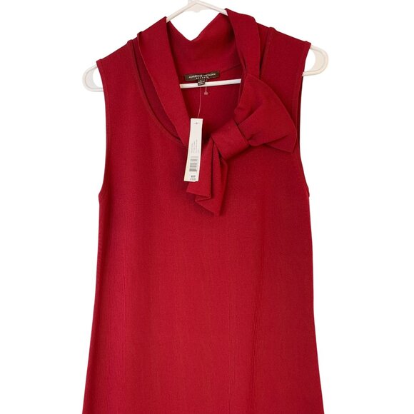 Adrienne Vittadini Red Gloss Sleeveless Bow Neck Midi Dress Large RB10144 $138 - Picture 3 of 9